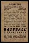 1952 Bowman #21  Nellie Fox  Back Thumbnail