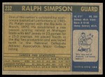 1971 Topps #232  Ralph Simpson  Back Thumbnail