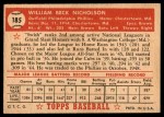 1952 Topps #185 CRM Bill Nicholson  Back Thumbnail
