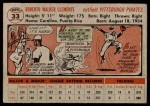 1956 Topps #33 Roberto Clemente Back Thumbnail
