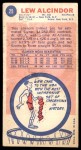 1969 Topps #25 Lew Alcindor Back Thumbnail