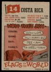 1956 Topps Flags of the World #14   Costa Rica Back Thumbnail
