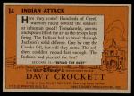 1956 Topps Davy Crockett Orange Back #14   Indian Attack  Back Thumbnail