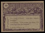 1973 Topps You'll Die Laughing #33   My girdle is killing me! Back Thumbnail