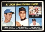 Sandy Koufax Mike Cuellar Juan Marichal 1966 ERA Leaders 1967 Topps Card 234