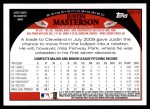 2009 Topps Update #110  Justin Masterson  Back Thumbnail