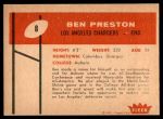 1960 Fleer #8  Ben Preston  Back Thumbnail
