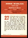 1963 Fleer #27  Ernie Warlick  Back Thumbnail