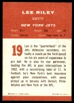 1963 Fleer #19  Lee Riley  Back Thumbnail