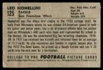 1952 Bowman Small #125  Leo Nomellini  Back Thumbnail