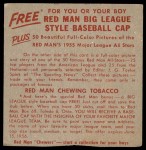 1955 Red Man #7 NL x Willie Mays Back Thumbnail