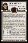 1971 Kellogg's #39 Dick Butkus Back Thumbnail