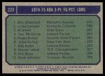 1975 Topps #223   -  Al Smith / Billy Shepherd / Louie Dampier 3-Pt Field Goal Leaders Back Thumbnail