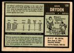 1971 O-Pee-Chee #159  Dave Dryden  Back Thumbnail