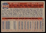 1957 Topps #210 Roy Campanella Back Thumbnail