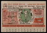 1956 Topps #130 GRY Willie Mays Back Thumbnail