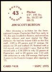 1976 SSPC #418  Jim Burton  Back Thumbnail