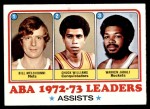 1973 Topps #239   -  Bill Melchionni / Chuck Williams / Warren Jabali ABA Assists Leaders Front Thumbnail