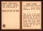 1967 Philadelphia #138  Dave Lloyd  Back Thumbnail