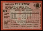 1983 Topps #112  Russell Erxleben  Back Thumbnail