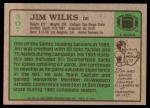 1984 Topps #307  Jim Wilks  Back Thumbnail