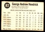 1978 Hostess #82  George Hendrick  Back Thumbnail