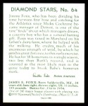 1934 Diamond Stars Reprint #64  Jimmie Foxx  Back Thumbnail