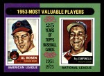 1975 Topps Mini #191   -  Al Rosen / Roy Campanella 1953 MVPs Front Thumbnail