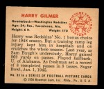 1950 Bowman #66  Harry Gilmer  Back Thumbnail