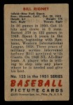 1951 Bowman #125  Bill Rigney  Back Thumbnail