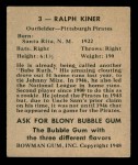 1948 Bowman #3 Ralph Kiner Back Thumbnail