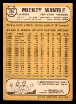 1968 Topps #280 Mickey Mantle Back Thumbnail