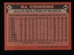1986 Topps #92  Al Cowens  Back Thumbnail