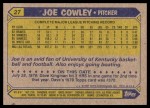 1987 Topps #27  Joe Cowley  Back Thumbnail