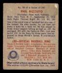 1949 Bowman #98 NAM Phil Rizzuto  Back Thumbnail