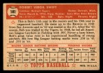 1952 Topps #181 CRM Bob Swift Back Thumbnail