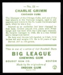 1933 Goudey Reprint #51  Charlie Grimm  Back Thumbnail
