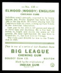 1933 Goudey Reprint #135  Woody English  Back Thumbnail