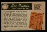 1955 Bowman #318  Sid Hudson  Back Thumbnail