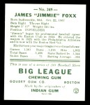 1938 Goudey Heads-Up Reprint #249  Jimmie Foxx  Back Thumbnail