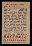 1951 Bowman #1 Whitey Ford Back Thumbnail