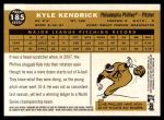 2009 Topps Heritage #185  Kyle Kendrick  Back Thumbnail