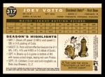 2009 Topps Heritage #317  Joey Votto  Back Thumbnail