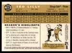 2009 Topps Heritage #412  Ted Lilly  Back Thumbnail