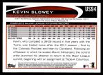 2012 Topps Update #94  Kevin Slowey  Back Thumbnail