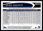 2012 Topps Update #222  Jairo Asencio  Back Thumbnail