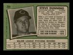 1971 Topps #294  Steve Dunning  Back Thumbnail