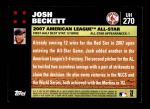 2007 Topps Update #270  Josh Beckett  Back Thumbnail