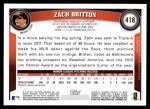 2011 Topps #418  Zach Britton  Back Thumbnail