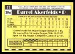 1990 Topps Traded #1 T Darrel Akerfelds  Back Thumbnail